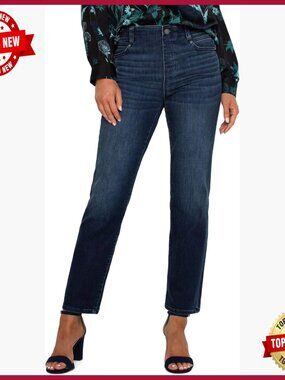 Slim Fit Mid Rise Stretch Denim Jeans Pull On Zip Fly